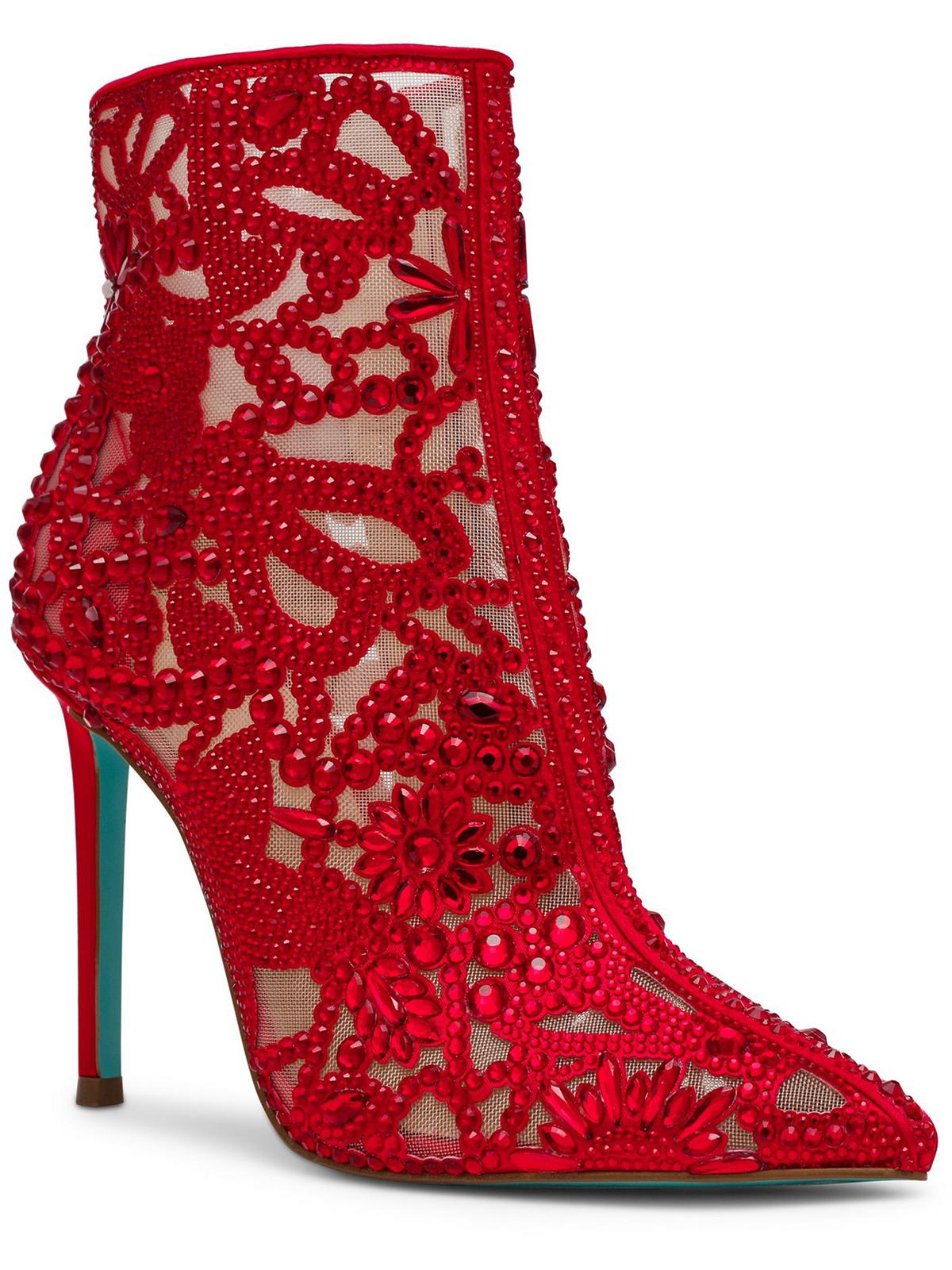 Betsey Johnson Womens Bolt Sheer Pointed Toe Booties